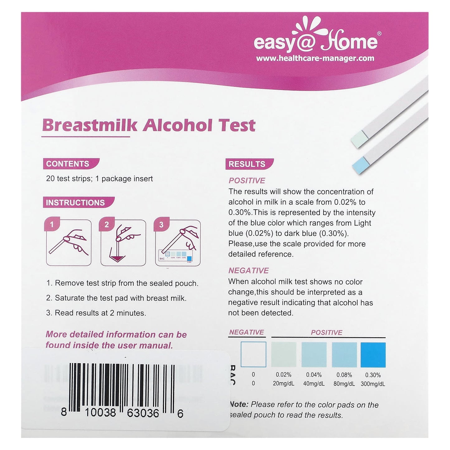 Easy@Home, Breastmilk Alcohol Test, 20 Tests