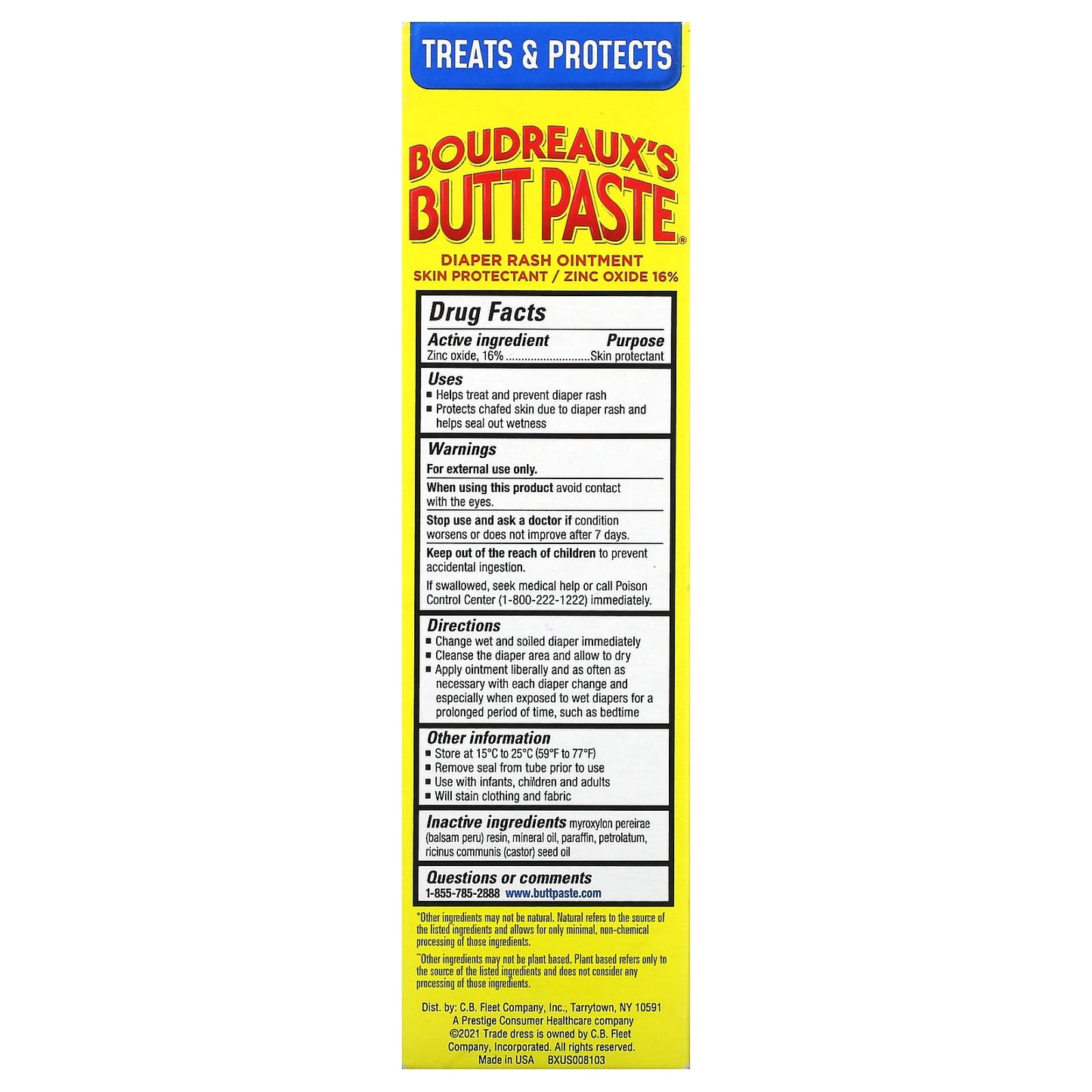 Boudreaux's Butt Paste, Butt Paste, Diaper Rash Ointment, Original, 4 oz (113 g)