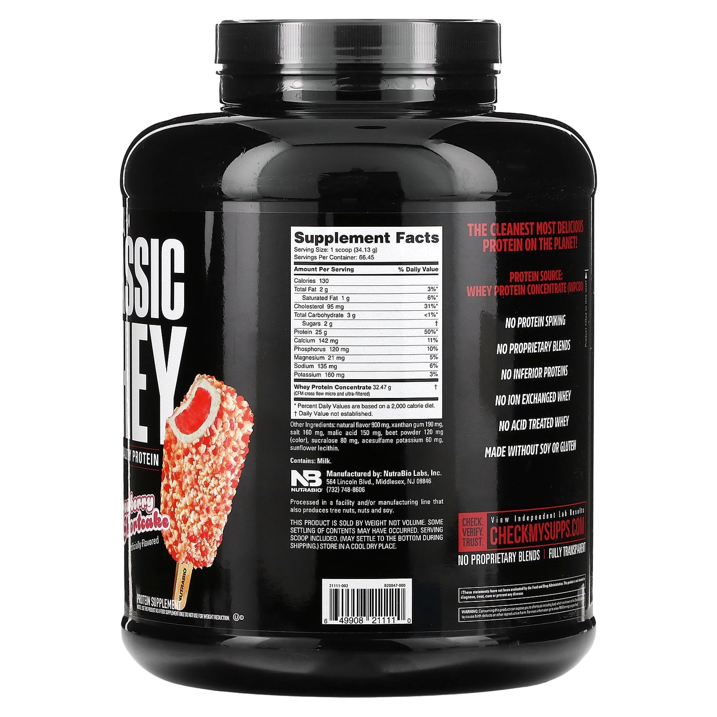 NutraBio, Classic Whey Protein, Strawberry Shortcake, 5 lb (2,268 g)