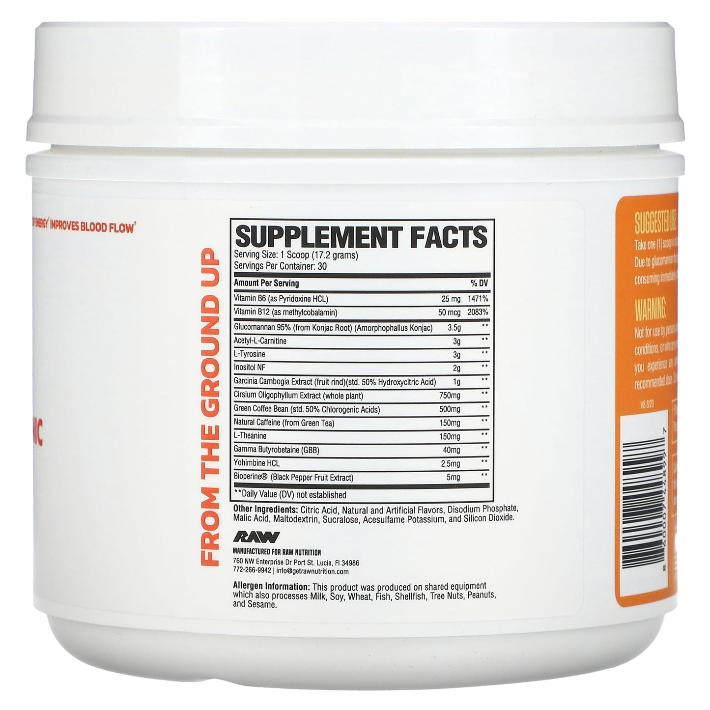 Raw Nutrition, Burn, Thermogenic Powder, Sweet Citrus, 18.2 oz (516 g)