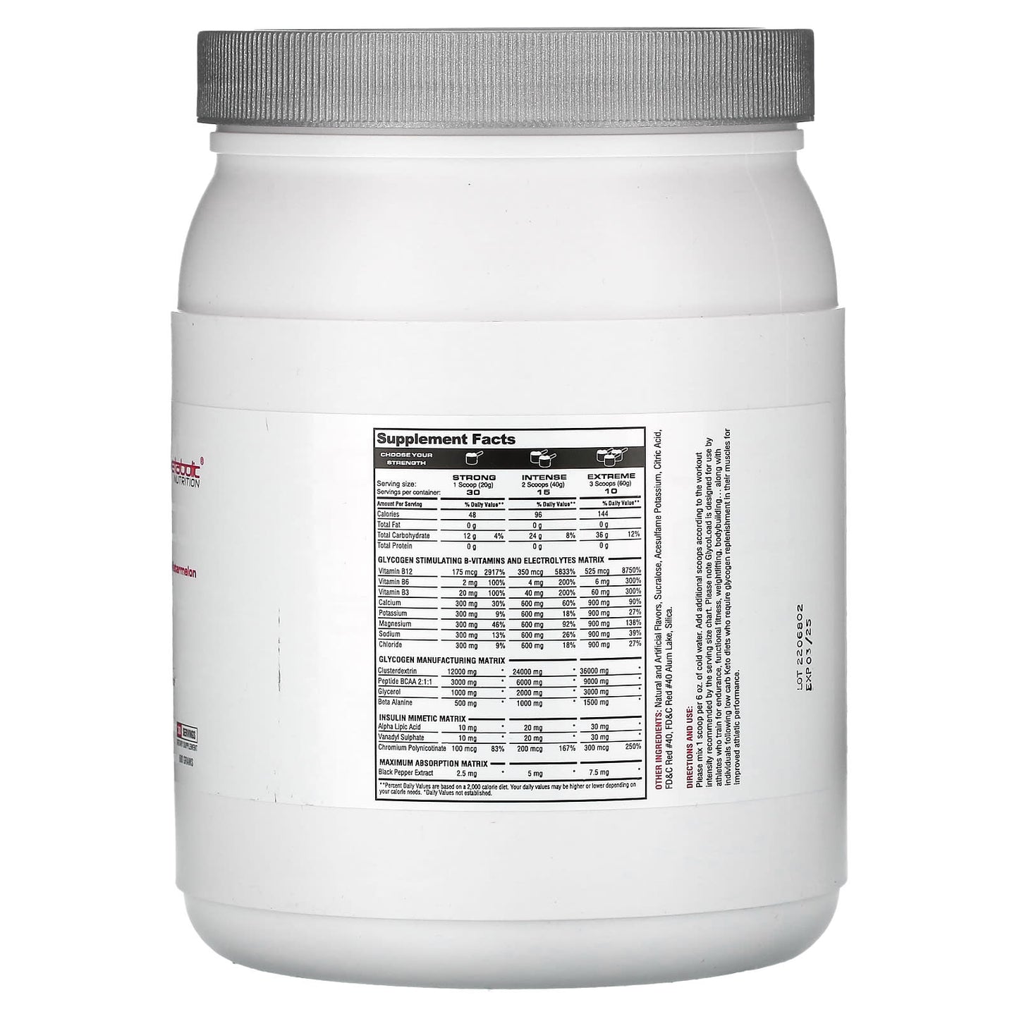 Metabolic Nutrition, GlycoLoad, Watermelon, 600 g