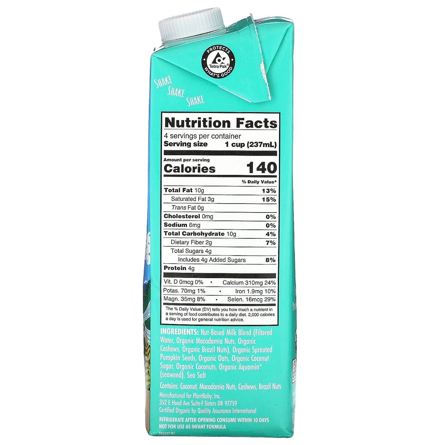 Kiki Milk, Organic Nut & Seed Based Milk, Mac Nut, 32 fl oz (946 ml)