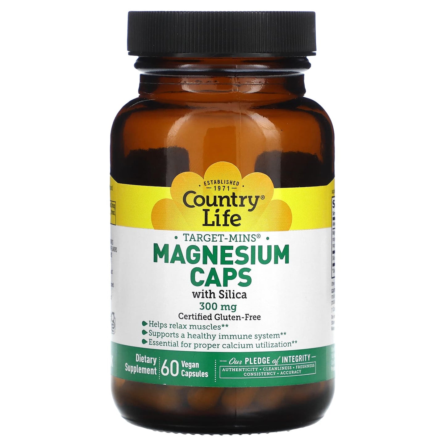 Country Life-Target-Mins-Magnesium Caps with Silica-300 mg-60 Vegan Capsules