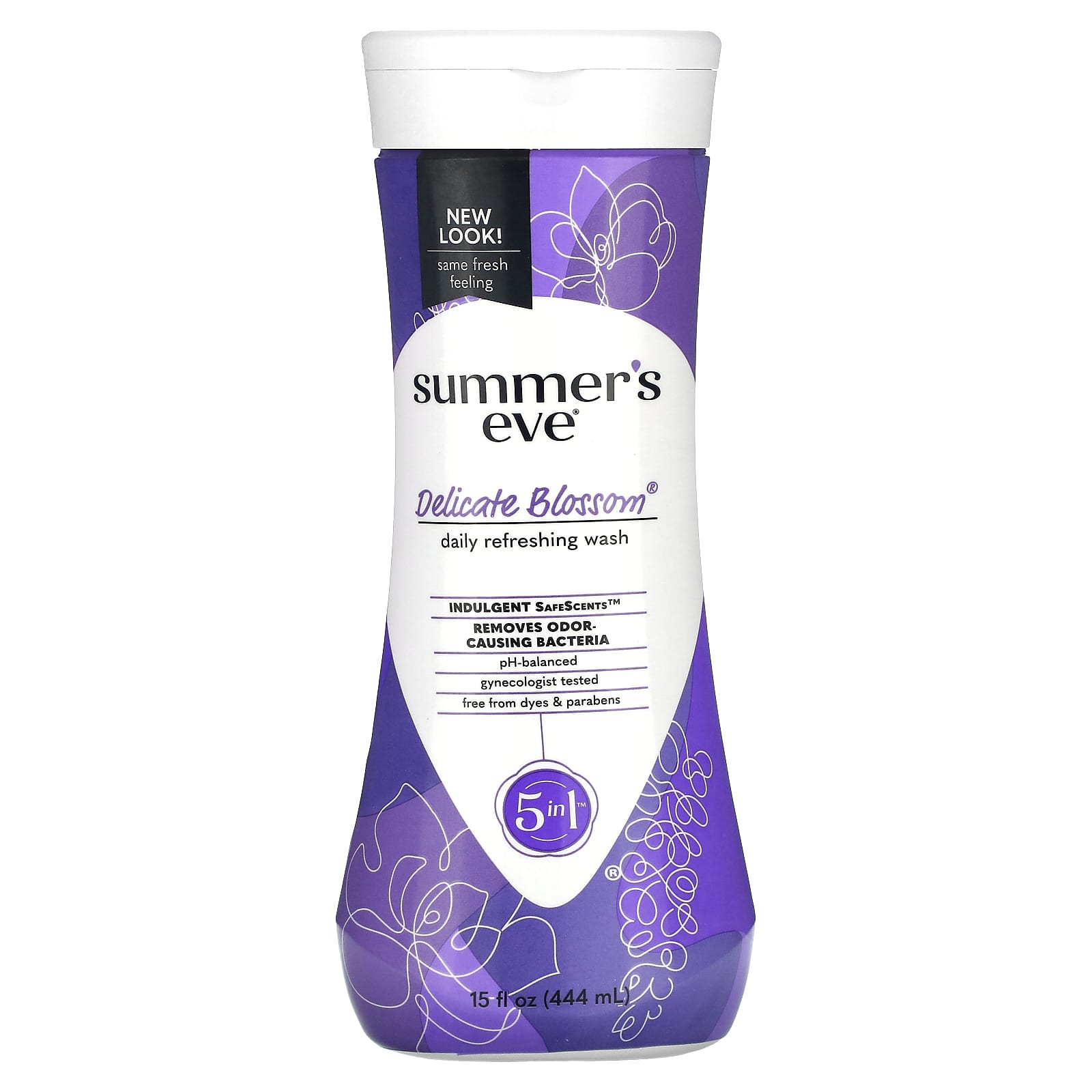 Summer's Eve-5 in 1 Daily Refreshing Wash-Delicate Blossom-15 fl oz (444 ml)