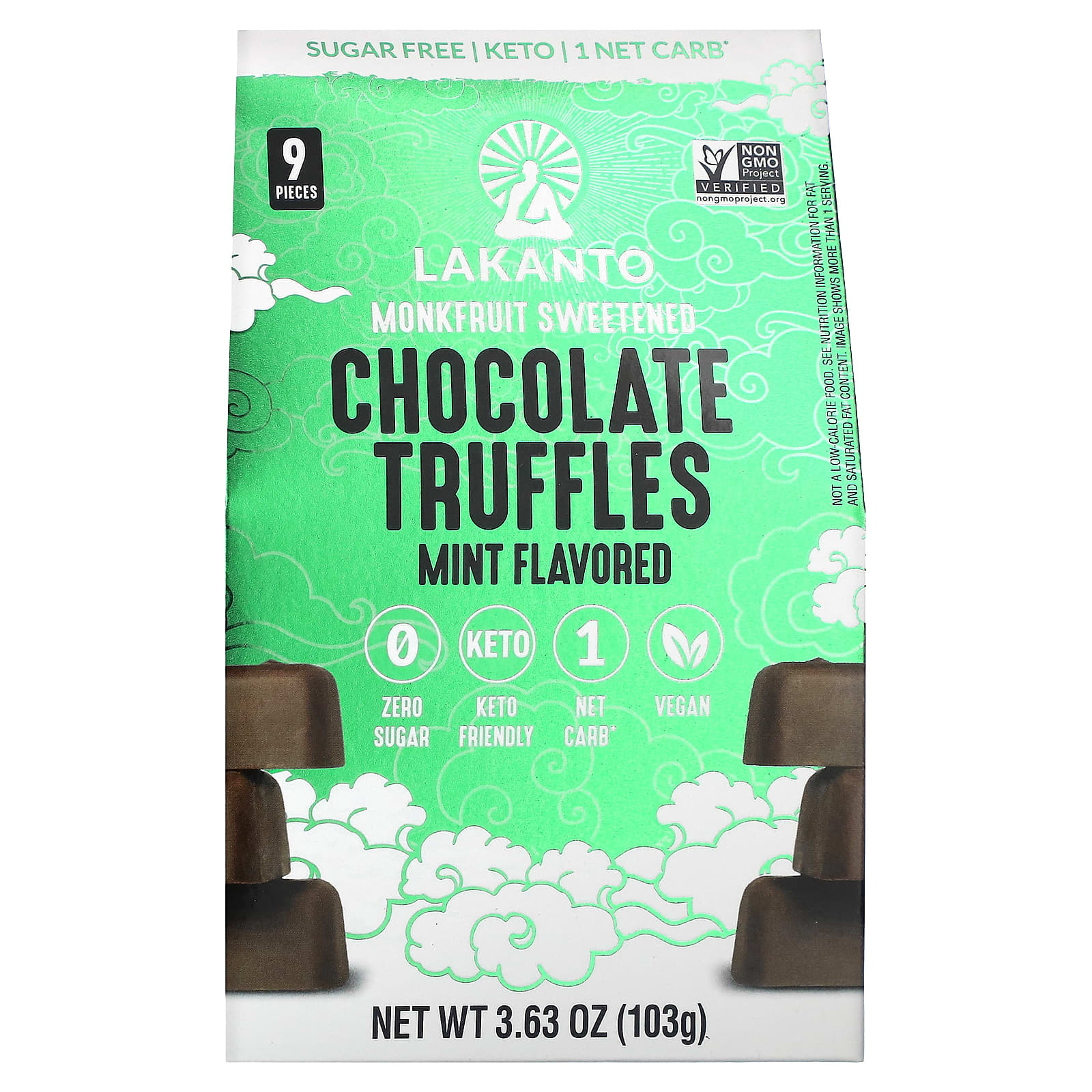 Lakanto-Chocolate Truffles-Mint-9 Pieces-3.63 oz (103 g)