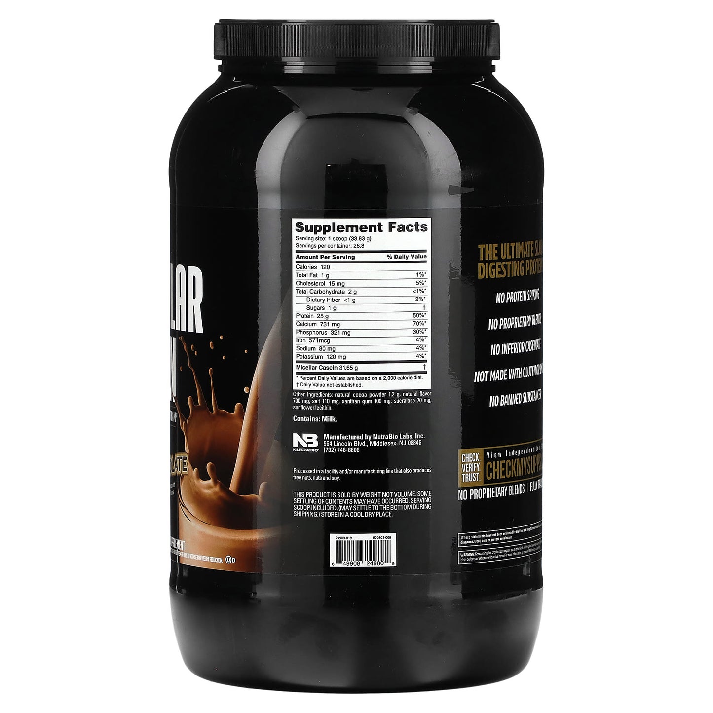 NutraBio, Micellar Casein, Dutch Chocolate, 2 lb (907 g)