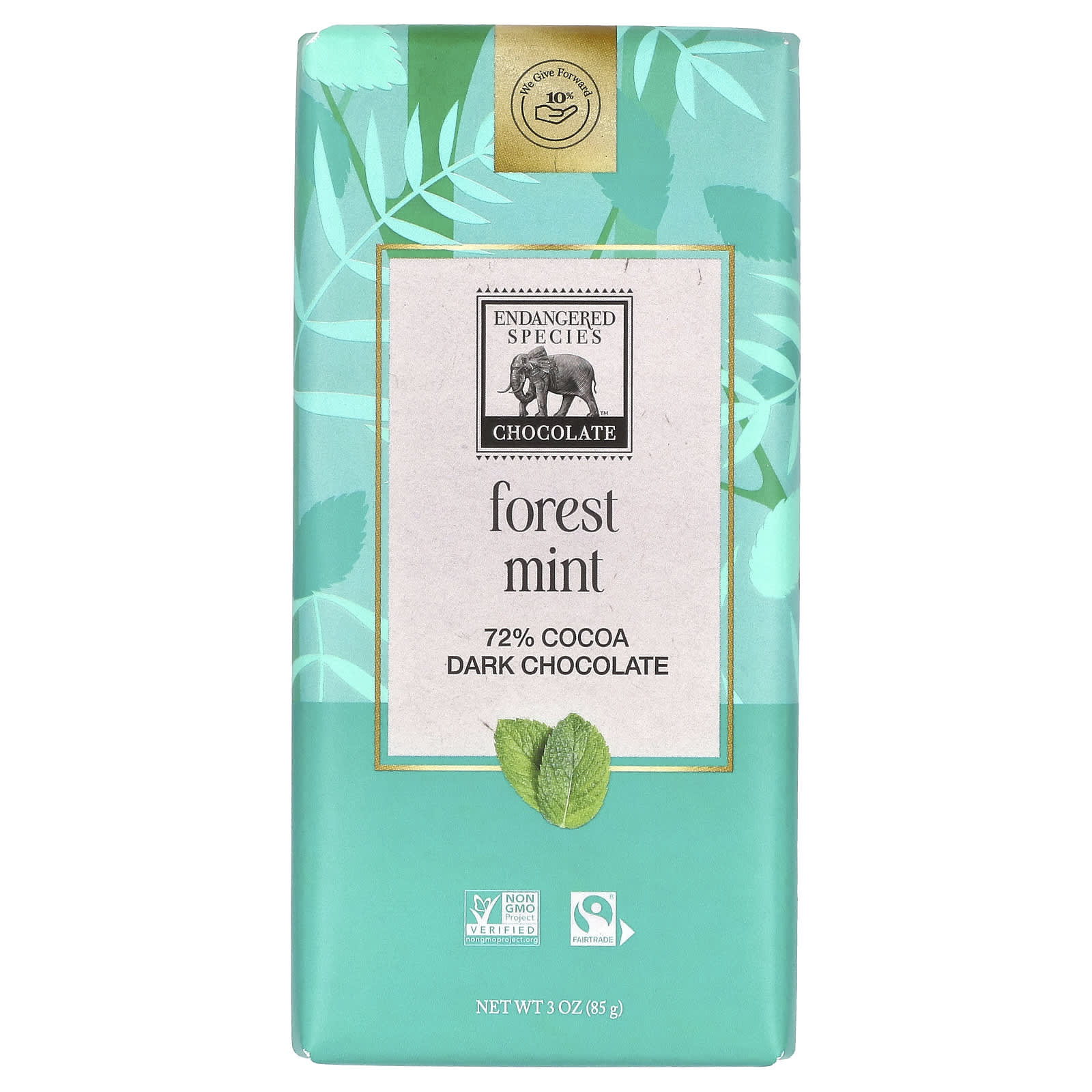 Endangered Species Chocolate-Forest Mint + Dark Chocolate-72% Cocoa-3 oz (85 g)