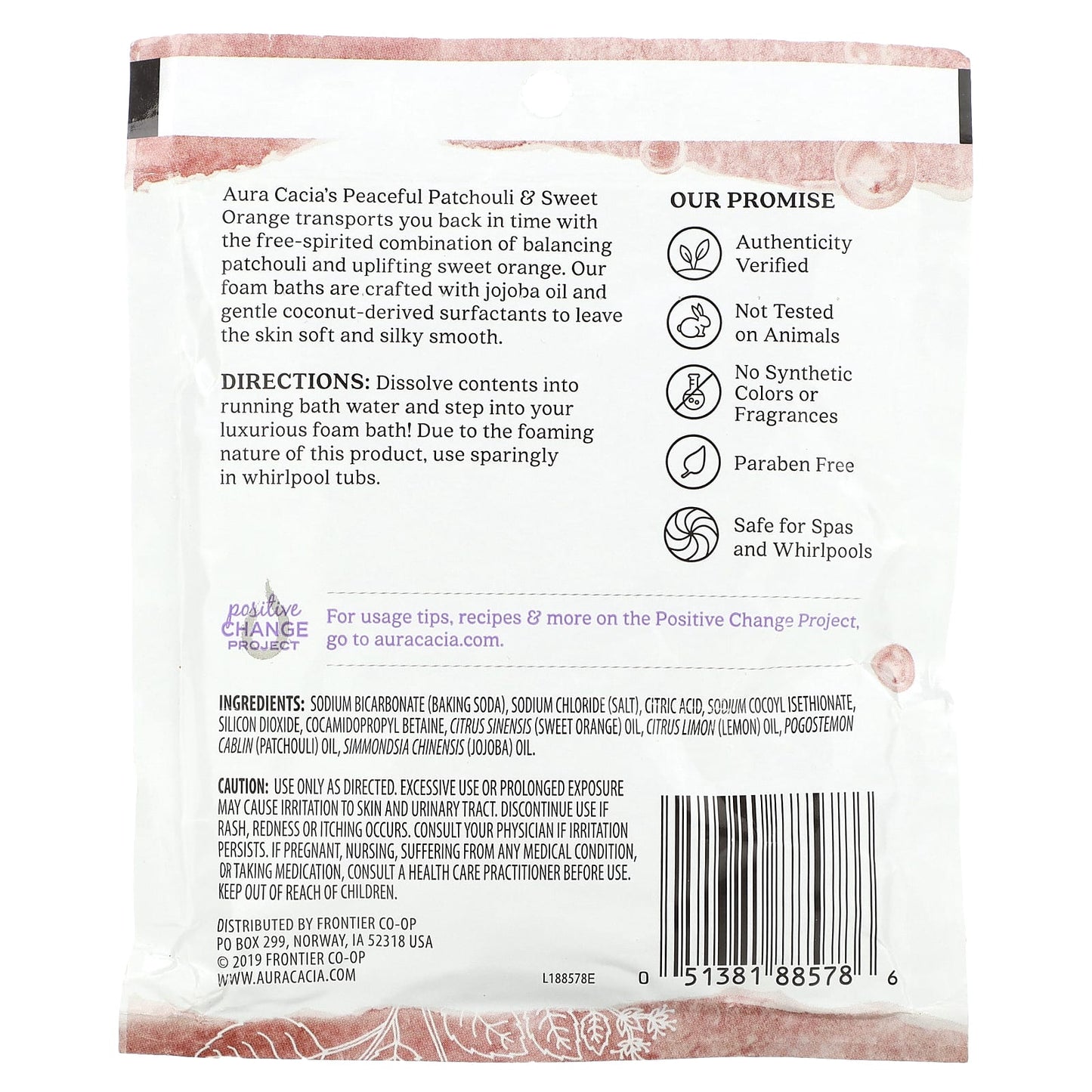 Aura Cacia, Aromatherapy Foam Bath, Patchouli & Sweet Orange, 2.5 oz (70.9 g)