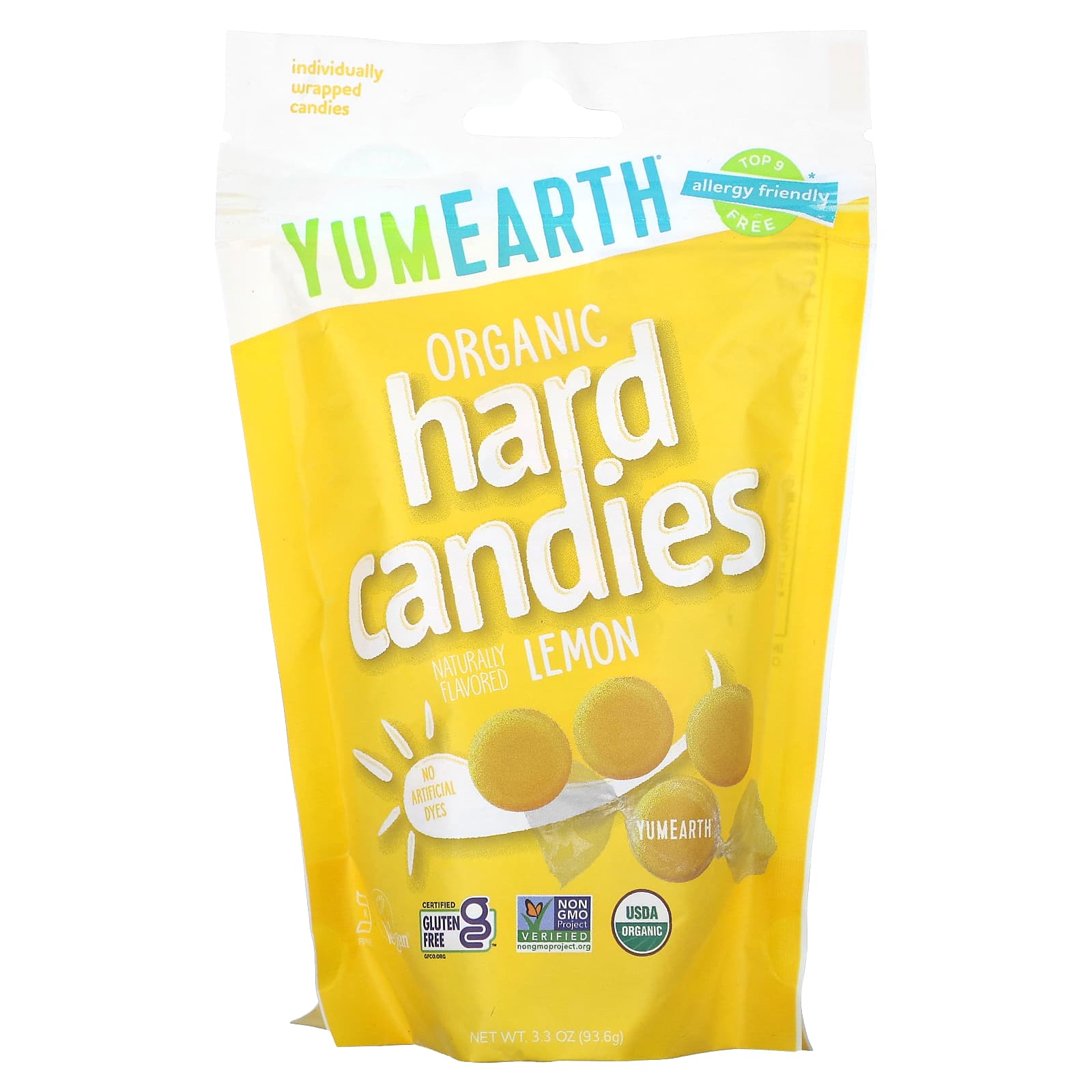 YumEarth-Organic Hard Candies-Lemon-3.3 oz (93.6 g)