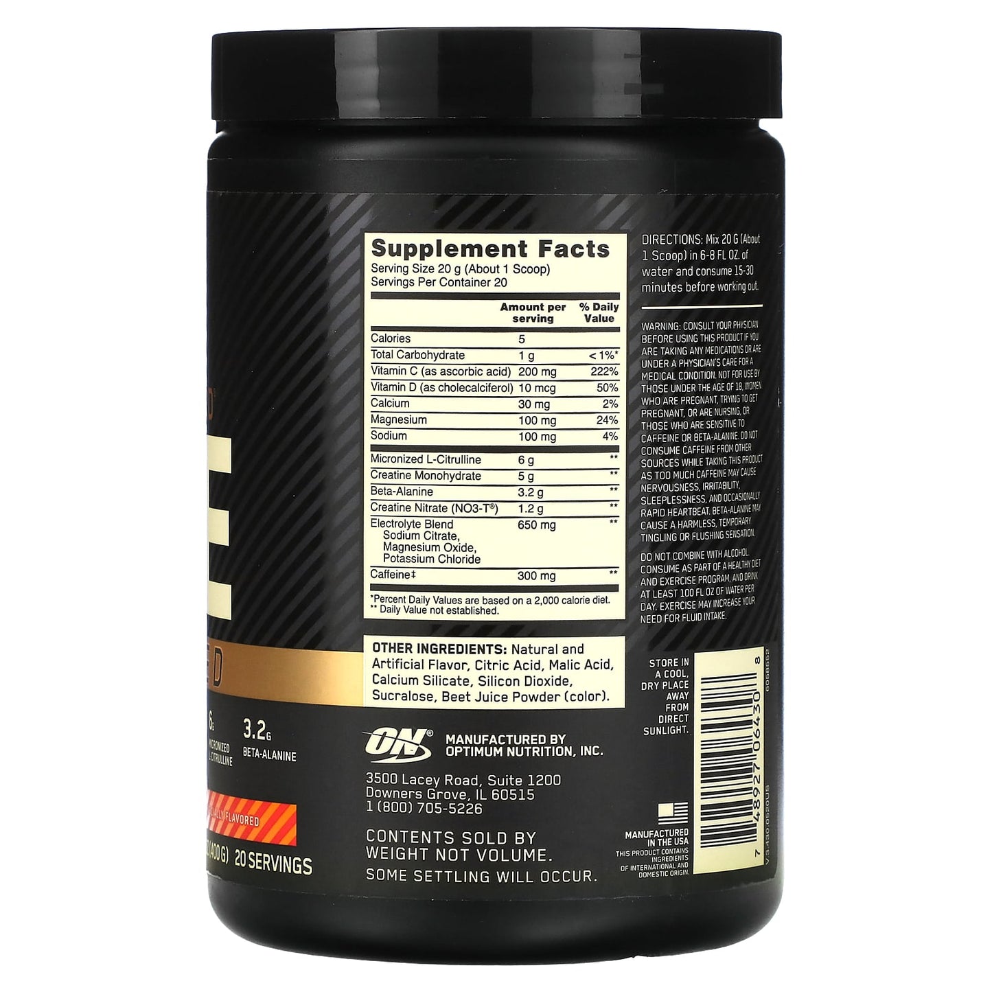 Optimum Nutrition, Gold Standard Pre Advanced, Strawberry Mango Daiquiri, 14.1 oz (400 g)