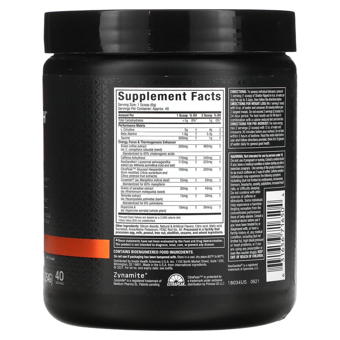 MuscleTech, Shatter Pre-Workout, Ripped, Rainbow Candy, 8.95 oz (254 g)