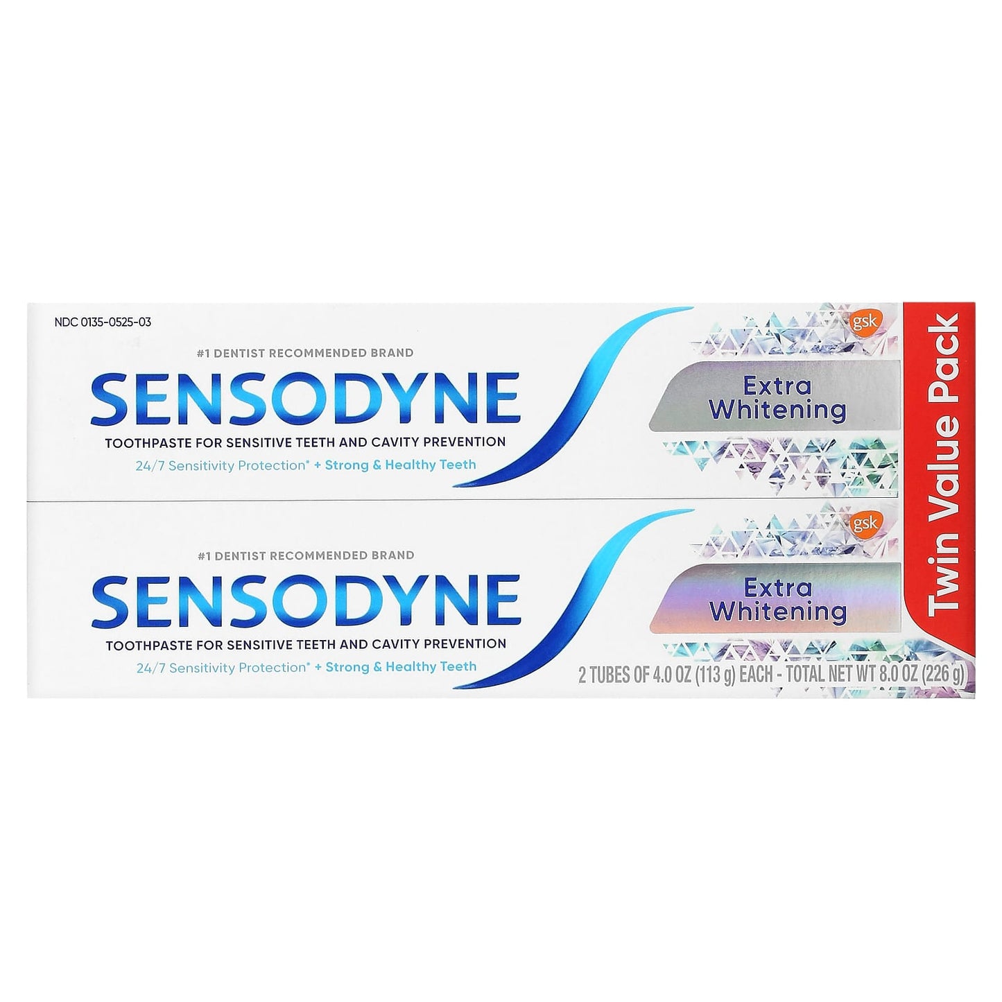 Sensodyne, Extra Whitening Toothpaste, Twin Pack, 2 Tubes, 4 oz (113 g) Each