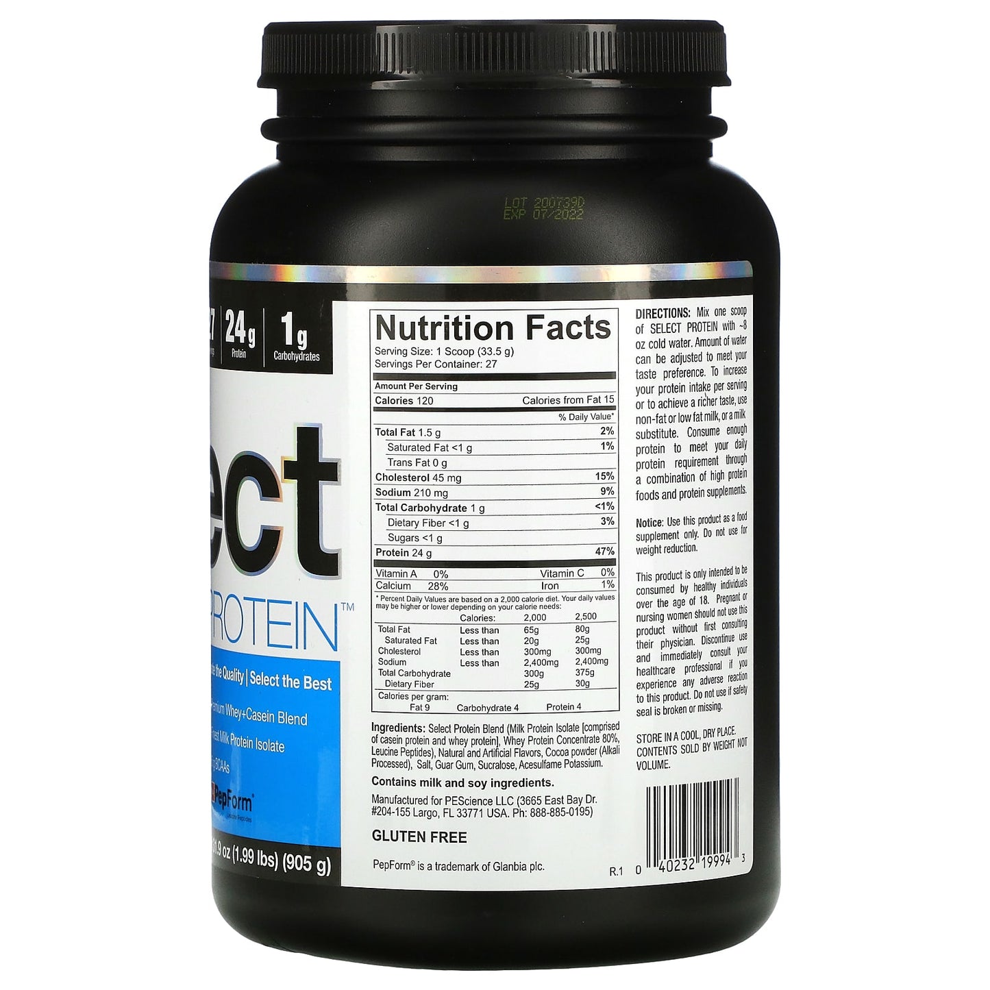 PEScience, Select Protein, Frosted Chocolate Cupcake, 31.9 oz (905 g)