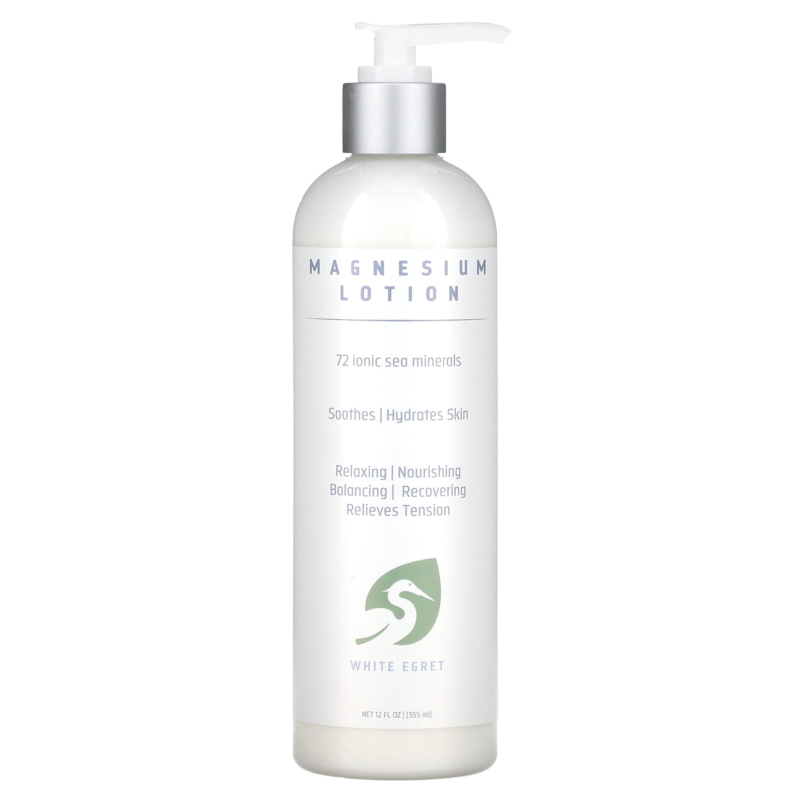 White Egret Personal Care-Magnesium Lotion-12 fl oz (355 ml)