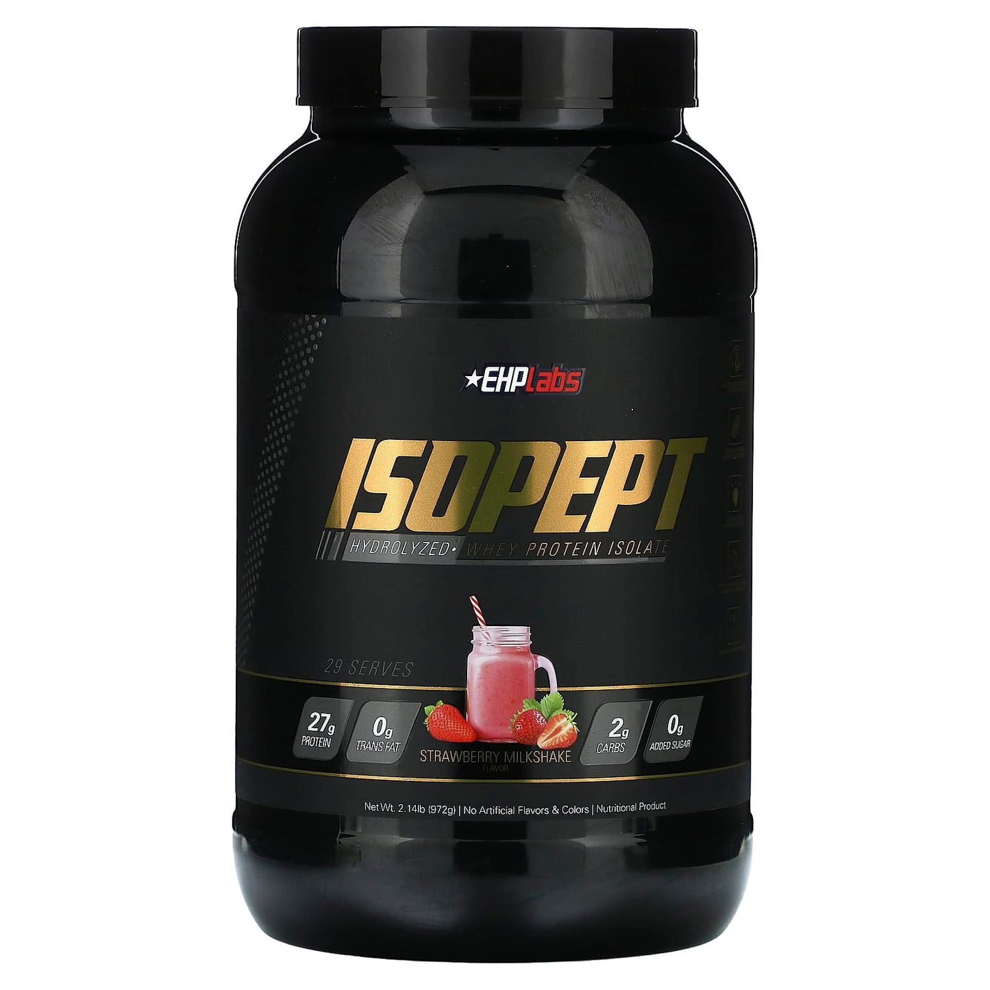 EHPlabs-IsoPept-Hydrolyzed Whey Protein Isolate-Strawberry Milkshake-2.14 lb (972 g)