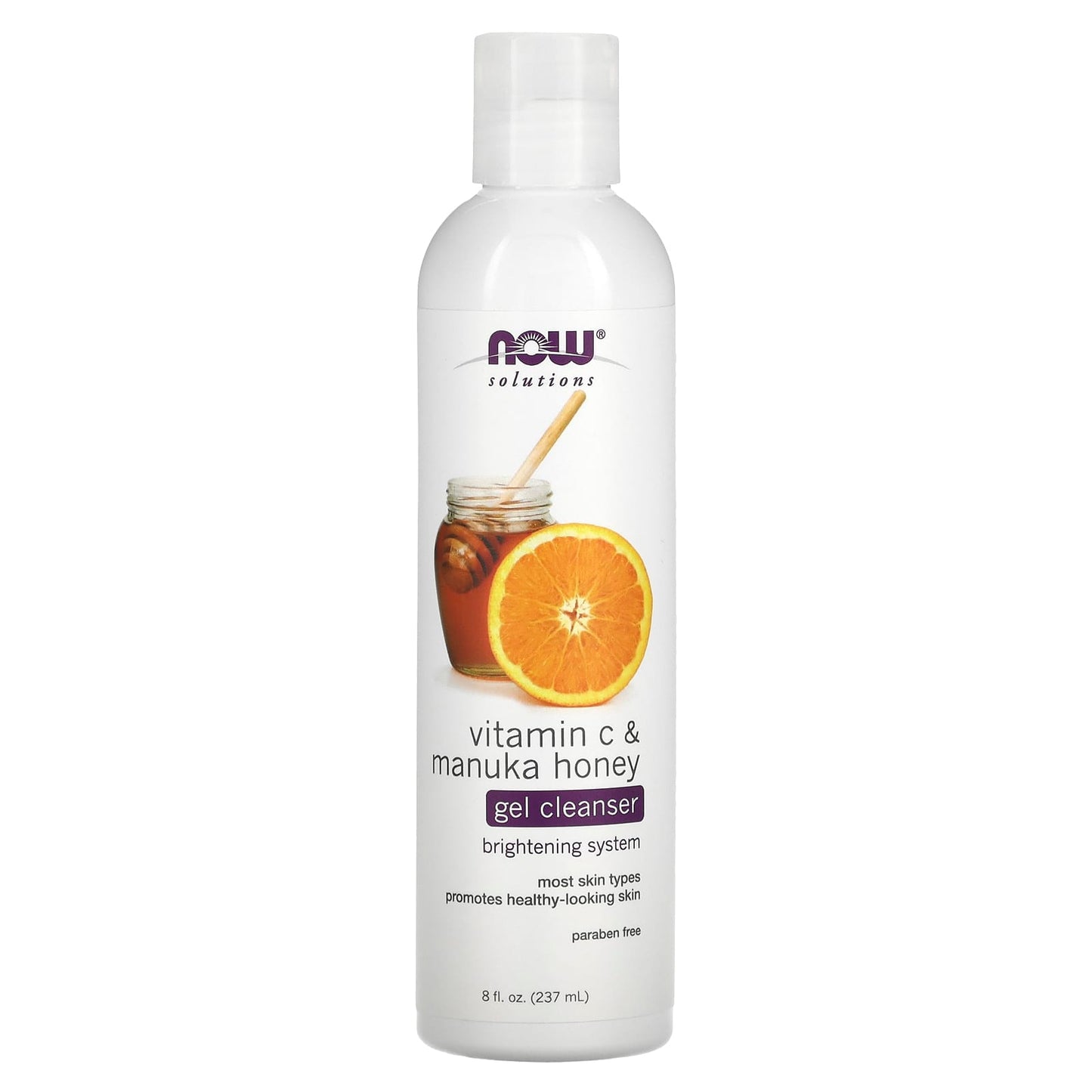 NOW Foods-Solutions-Gel Cleanser-Vitamin C & Manuka Honey-8 fl oz (237 ml)