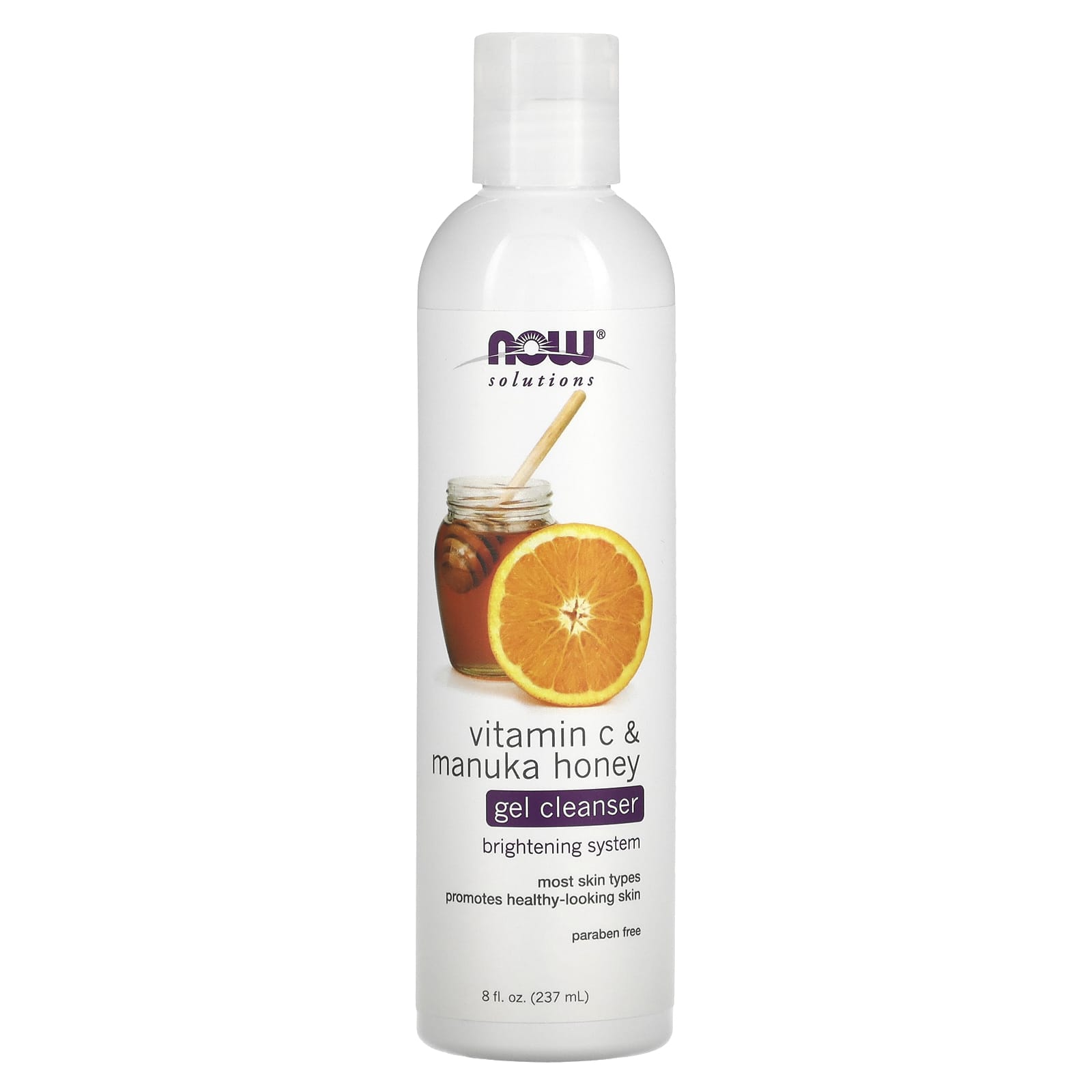 NOW Foods-Solutions-Gel Cleanser-Vitamin C & Manuka Honey-8 fl oz (237 ml)