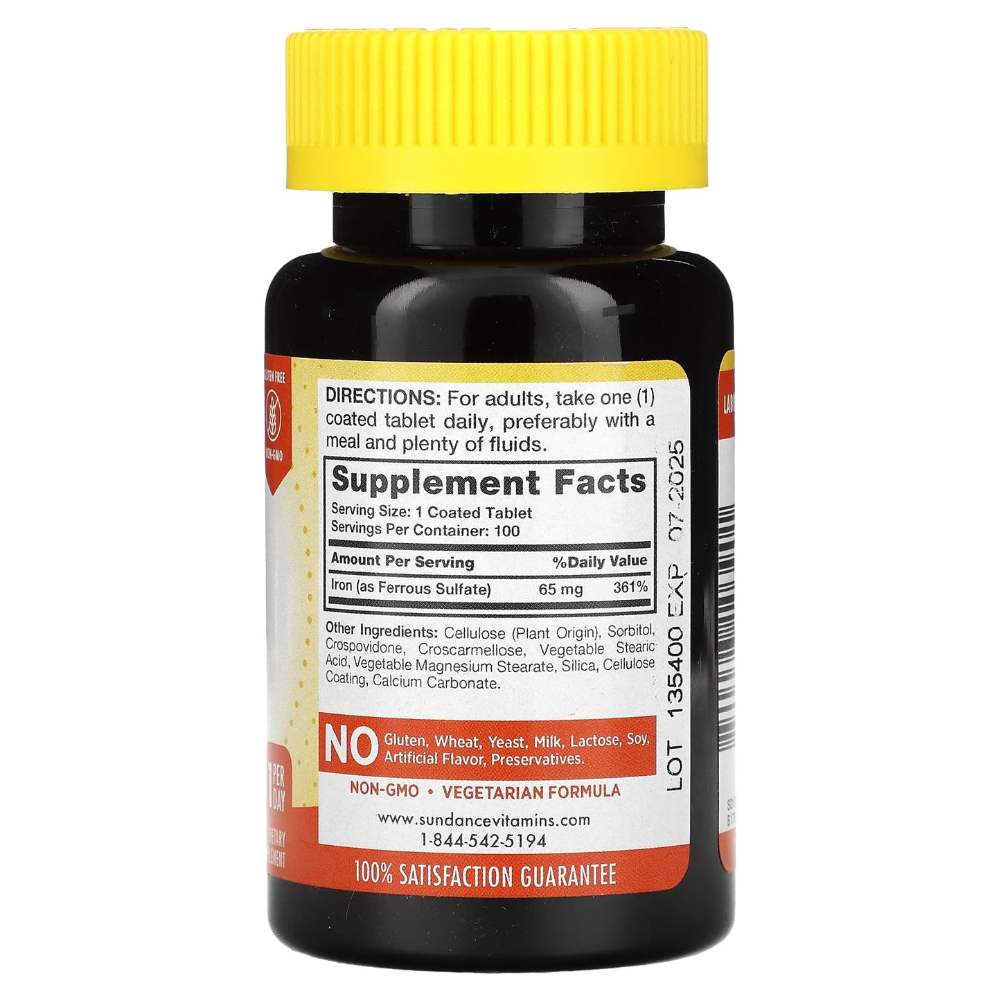 Sundance Vitamins, Iron, 65 mg, 100  Coated Tablets