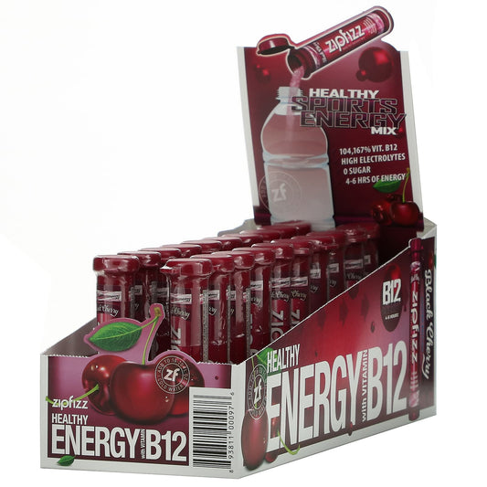 Zipfizz-Healthy Sports Energy Mix with Vitamin B12-Black Cherry-20 Tubes-0.39 oz (11 g) Each