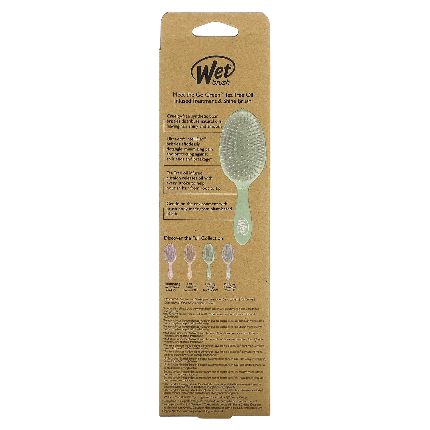 Wet Brush, Go Green Tea Tree Oil Infused Treatment & Shine Brush, Green, 1 Brush