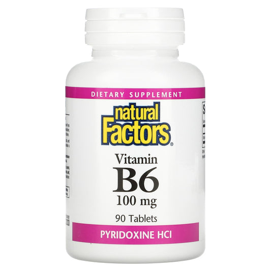 Natural Factors-Vitamin B6-Pyridoxine HCl-100 mg-90 Tablets