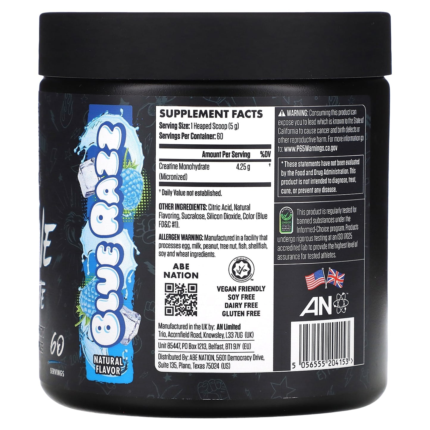 ABE, Creatine Monohydrate, Blue Razz, 10.58 oz (300 g)