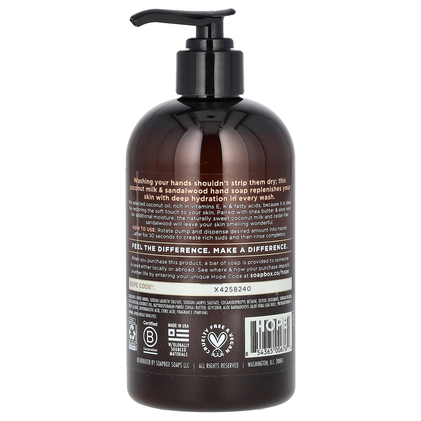 Soapbox, Liquid Hand Soap, Coconut Milk & Sandalwood, 12 fl oz (354 ml)