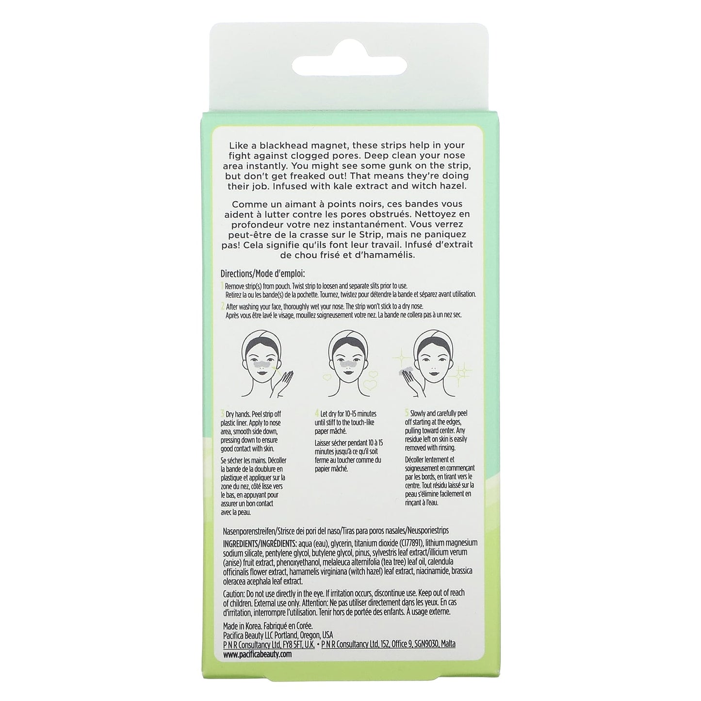 Pacifica, Kale Detox Pore Strips, 6 Individual Single Use Natural Fiber Strips