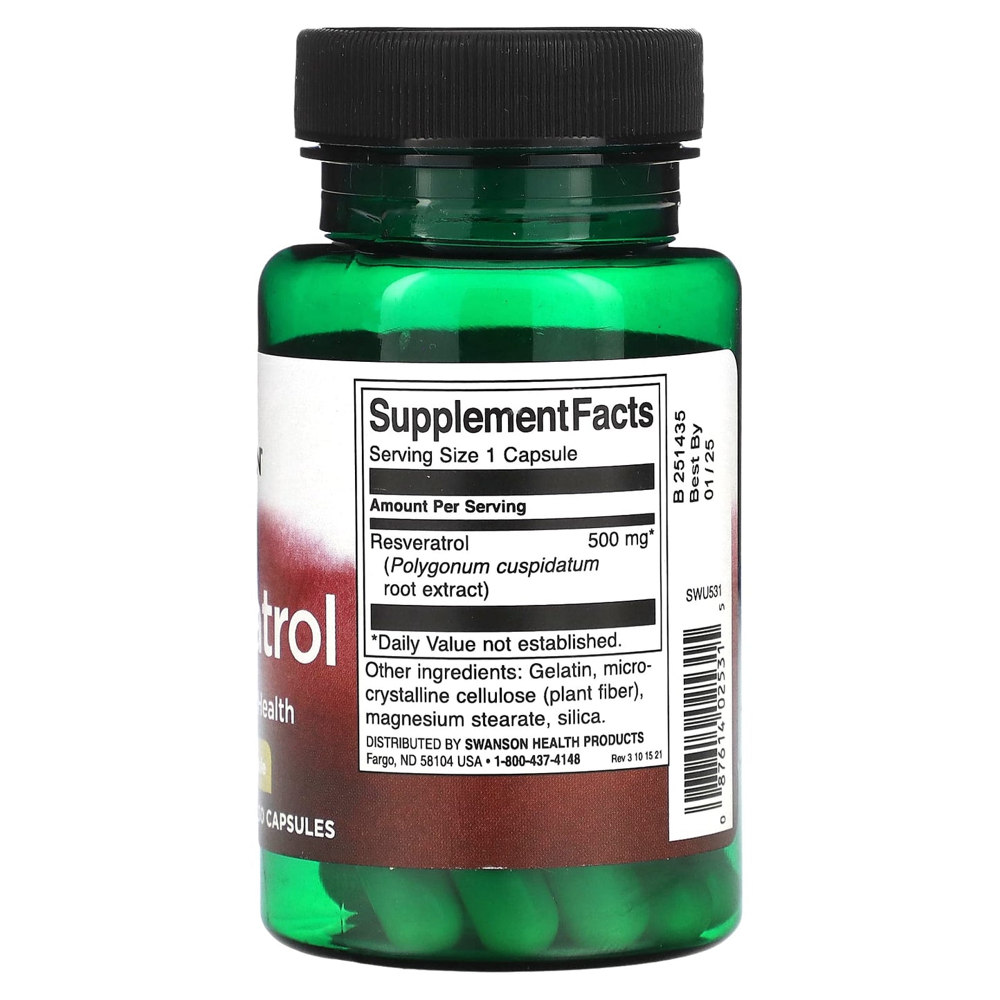 Swanson, Resveratrol, 500 mg, 30 Capsules