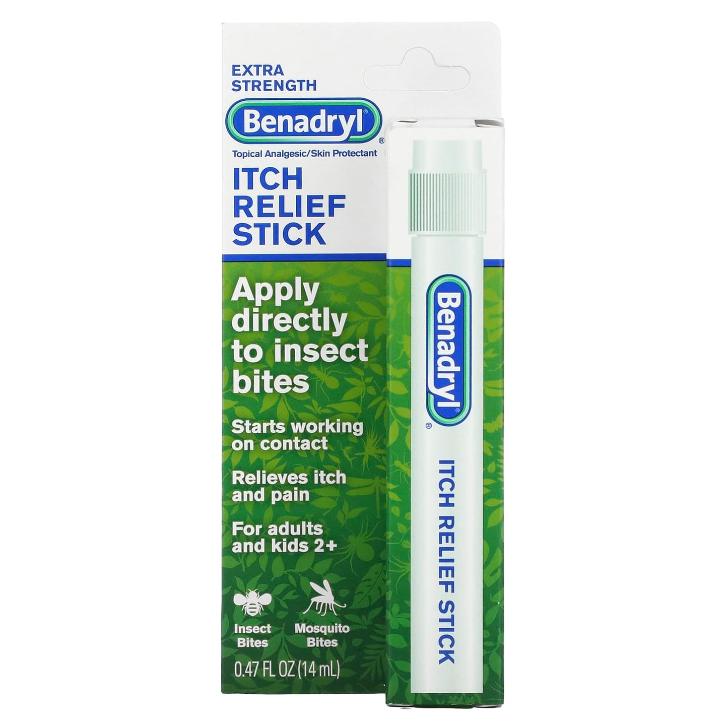 Benadryl, Itch Relief Stick, Extra Strength, For Adults and Kids 2+, 0.47 fl oz (14 ml)