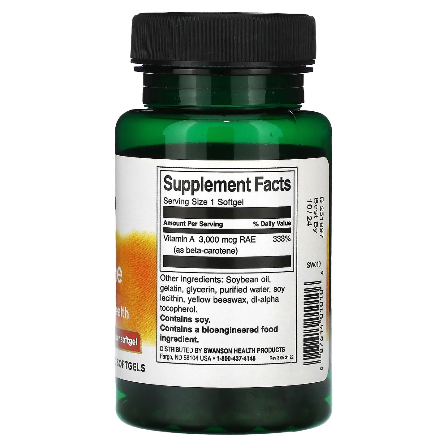 Swanson, Beta Carotene, 10,000 IU (3,000 mcg RAE), 250 Softgels