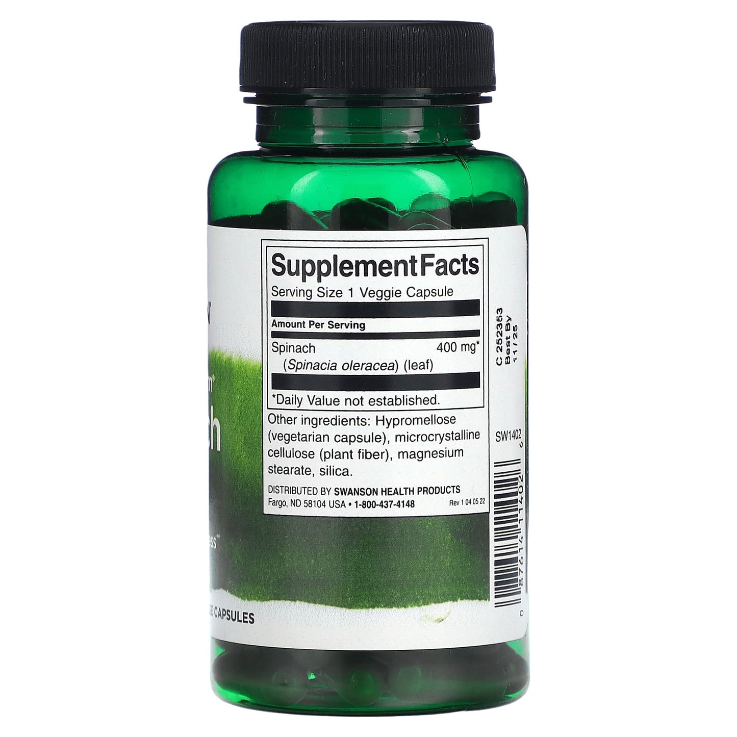 Swanson, Full Spectrum Spinach Leaf, 400 mg, 90 Veggie Capsules