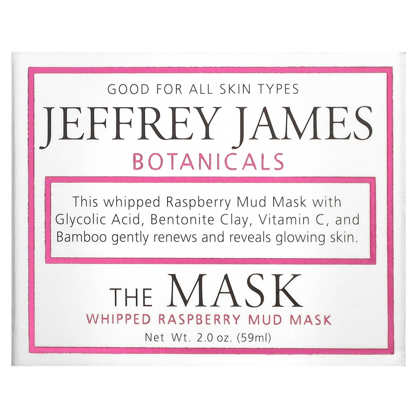 Jeffrey James Botanicals, The Mask, Whipped Raspberry Mud Beauty Mask, 2 oz (59 ml)