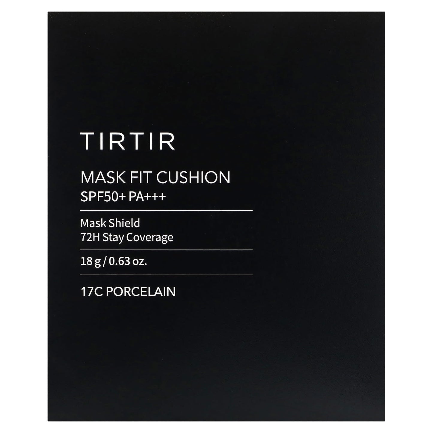 TIRTIR, Mask Fit Cushion, SPF 50+PA+++, 17C Porcelain, 0.63 oz  (18 g)