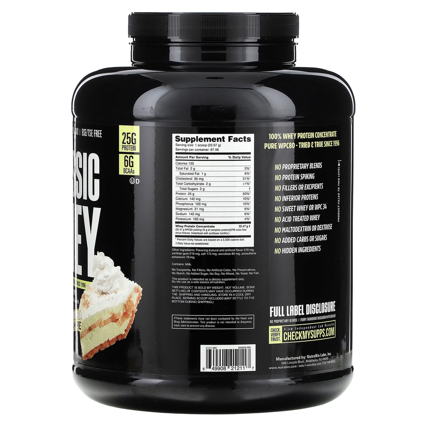 NutraBio, Classic Whey, Banana Cream Pie, 5 lb (2,268 g)