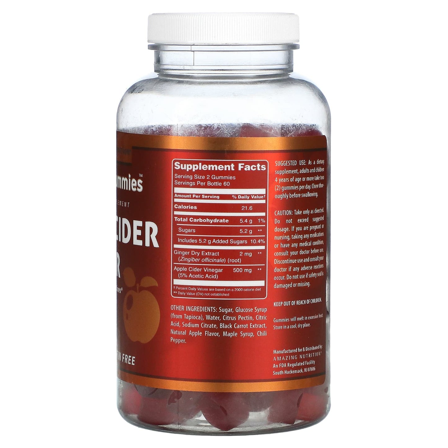 Amazing Nutrition, Amazing Gummies, Apple Cider Vinegar, Apple, 120 Gummies