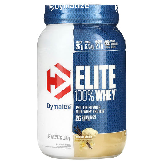 Dymatize-Elite 100% Whey Protein Powder-Gourmet Vanilla-2 lbs (907 g)