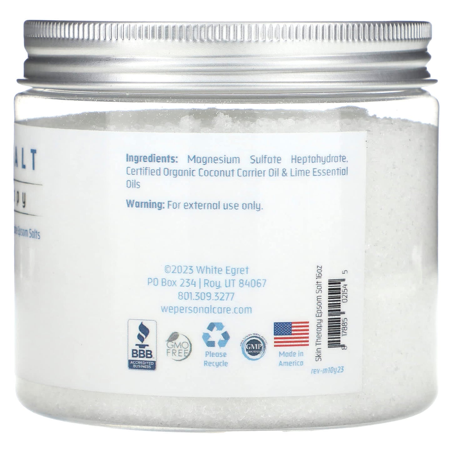 White Egret Personal Care, Epsom Salt, Skin Therapy, Coconut & Lime, 16 oz (454 g)