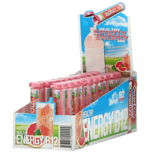 Zipfizz-Healthy Sports Energy Mix with Vitamin B12-Pink Grapefruit-20 Tubes-0.39 oz (11 g) Each