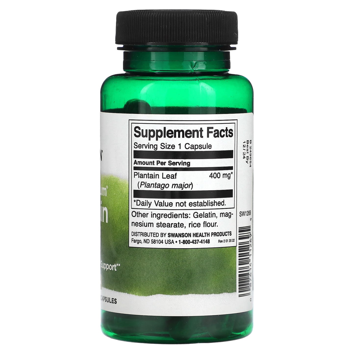 Swanson, Full Spectrum Plantain Leaf, 400 mg, 60 Capsules