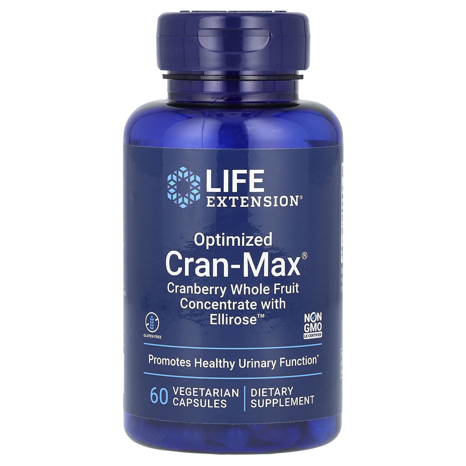 Life Extension-Optimized Cran-Max-Cranberry Whole Fruit Concentrate With Ellirose-60 Vegetarian Capsules