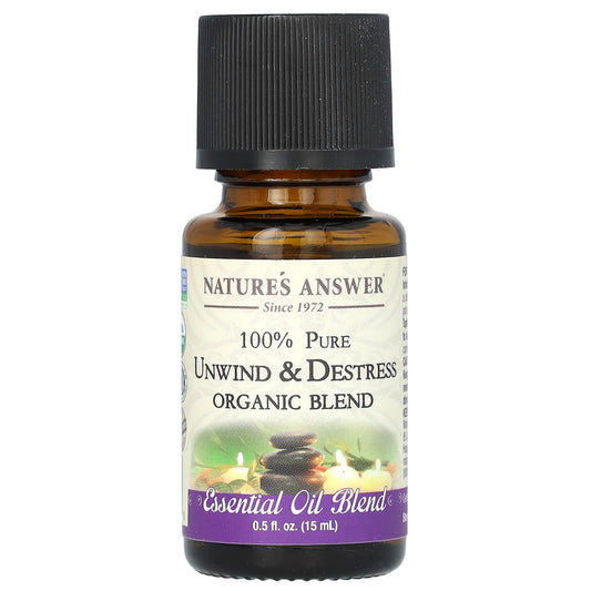 Nature's Answer-100% Pure Organic Essential Oil Blend-Unwind & Destress-0.5 fl oz (15 ml)