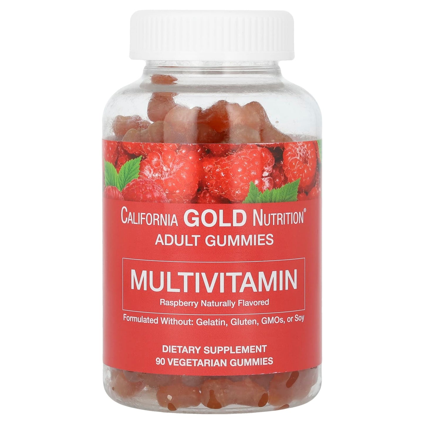 California Gold Nutrition-Adult Multivitamin Gummies-Natural Raspberry Flavor-90 Vegetarian Gummies