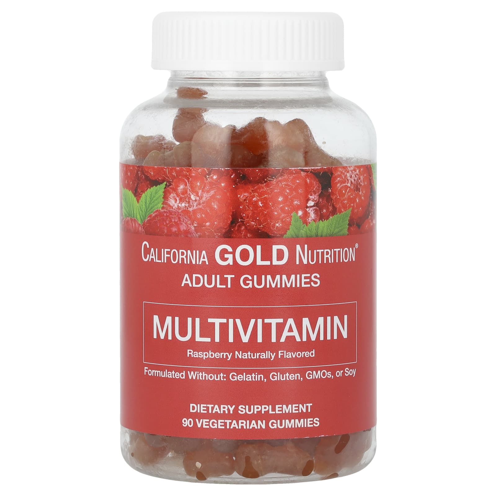 California Gold Nutrition-Adult Multivitamin Gummies-Natural Raspberry Flavor-90 Vegetarian Gummies