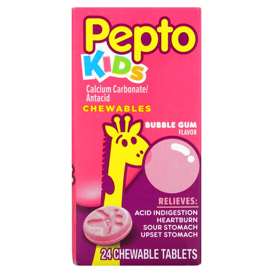 Pepto Bismol-Kids-Pepto Chewables-Bubble Gum- 24 Chewable Tablets