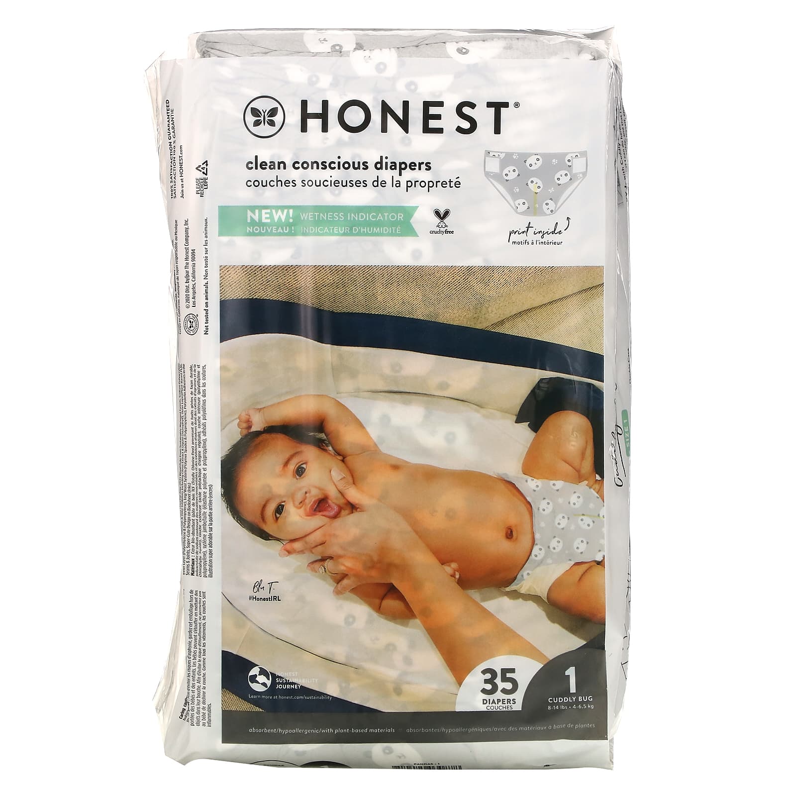 The Honest Company-Honest Diapers-Size 1-8-14 Pounds-Pandas-35 Diapers