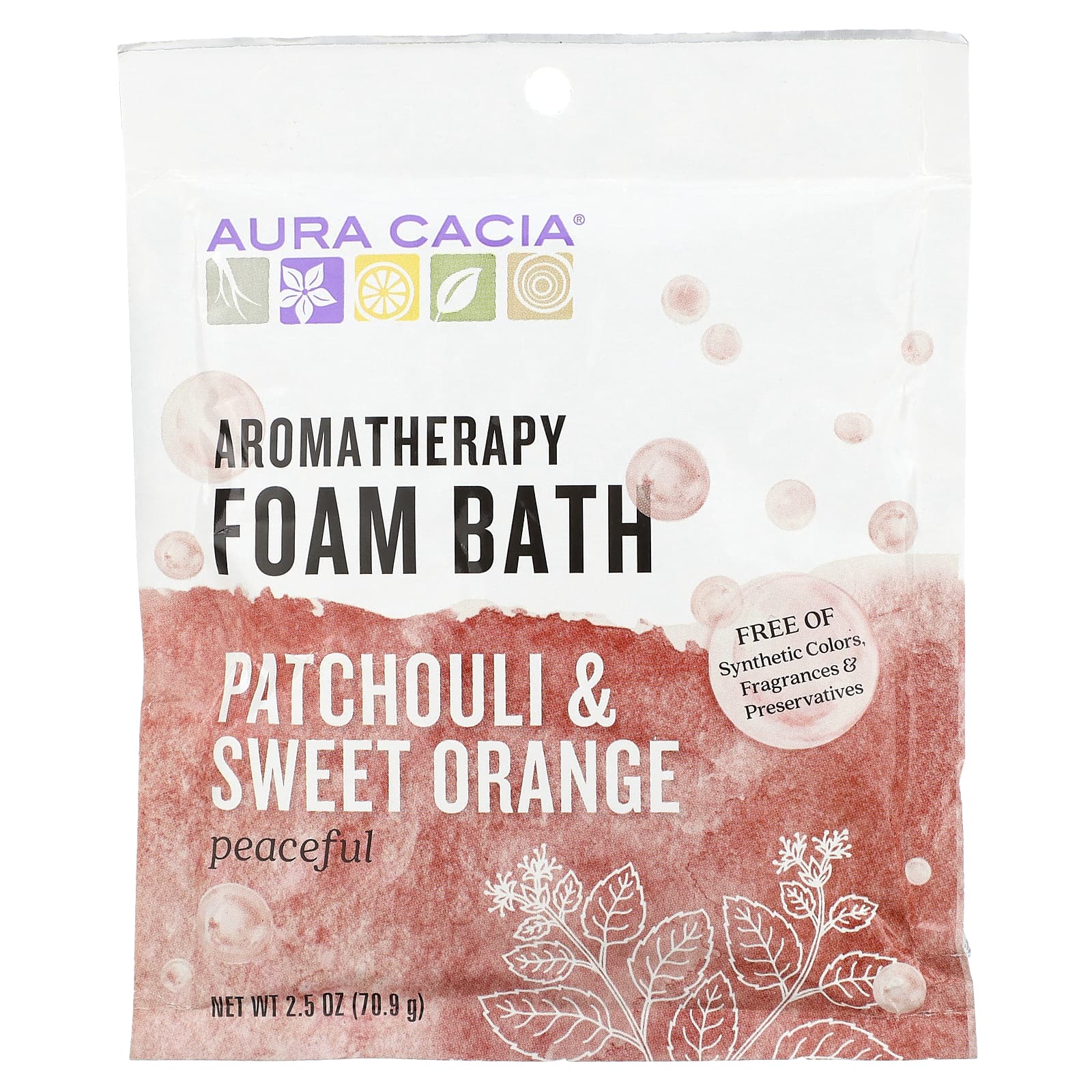 Aura Cacia-Aromatherapy Foam Bath-Patchouli & Sweet Orange-2.5 oz (70.9 g)