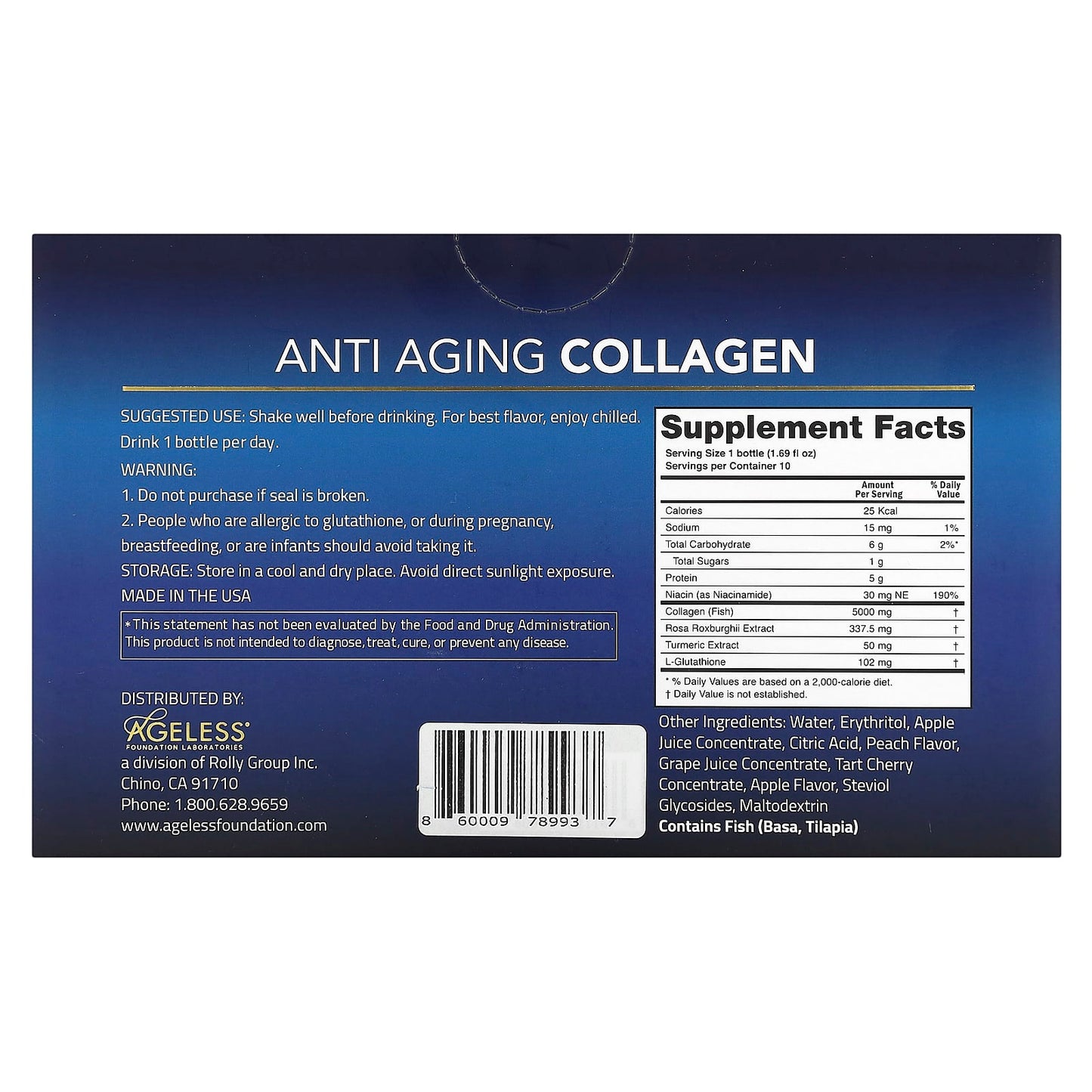 Ageless Foundation Laboratories, Anti Aging Collagen, 10 Bottles, 1.69 fl oz (50 ml) Each