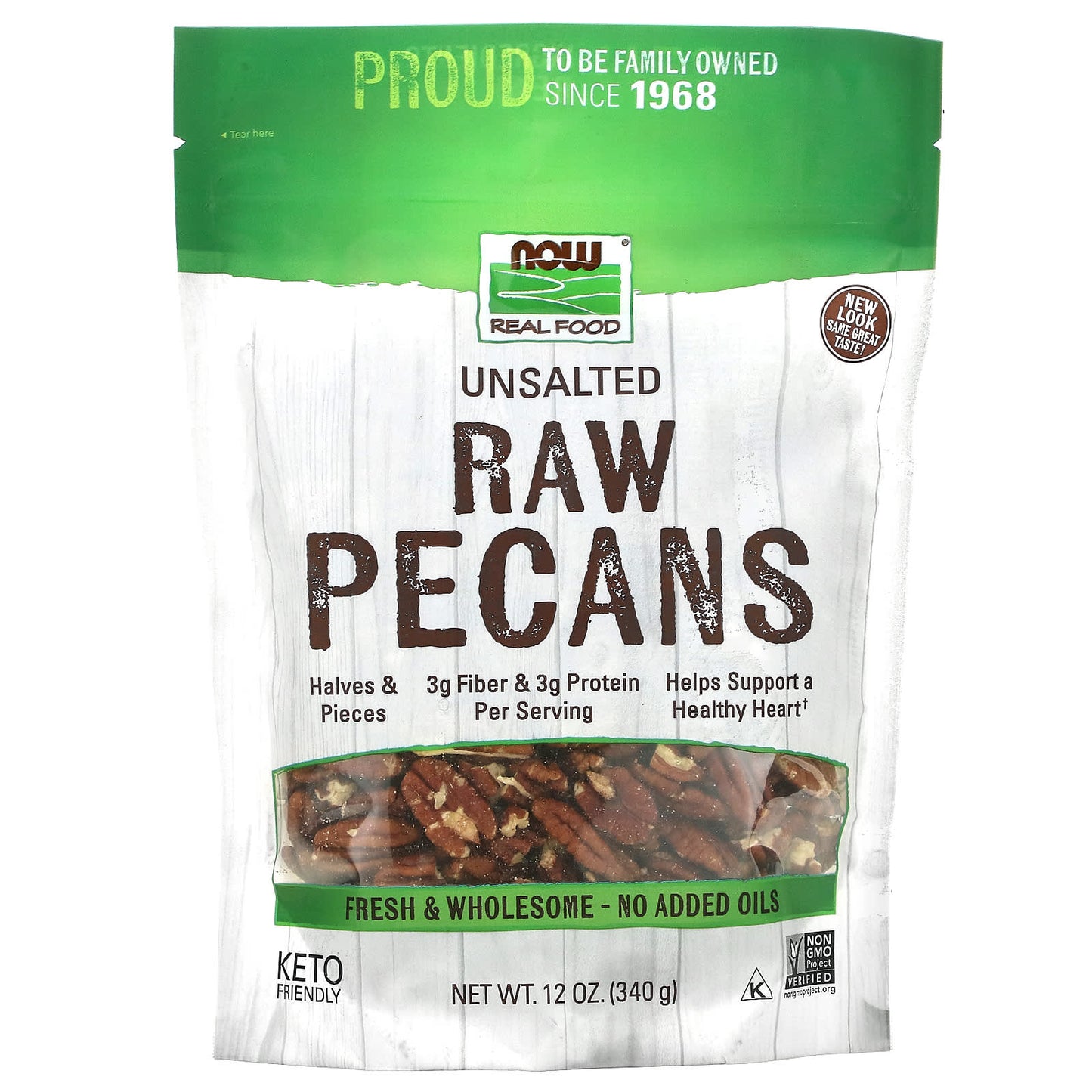 NOW Foods-Real Food-Raw Pecans-Unsalted-12 oz (340 g)