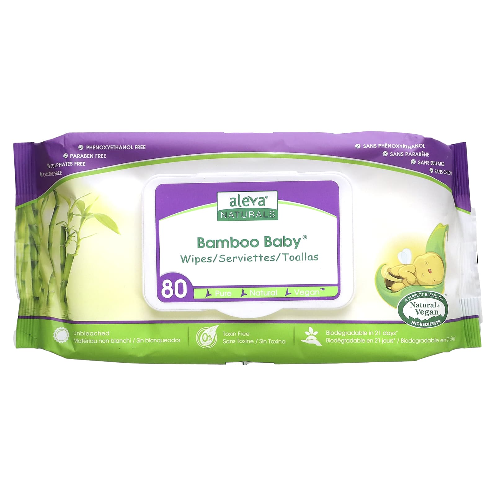 Aleva Naturals-Bamboo Baby Wipes-80 Wipes